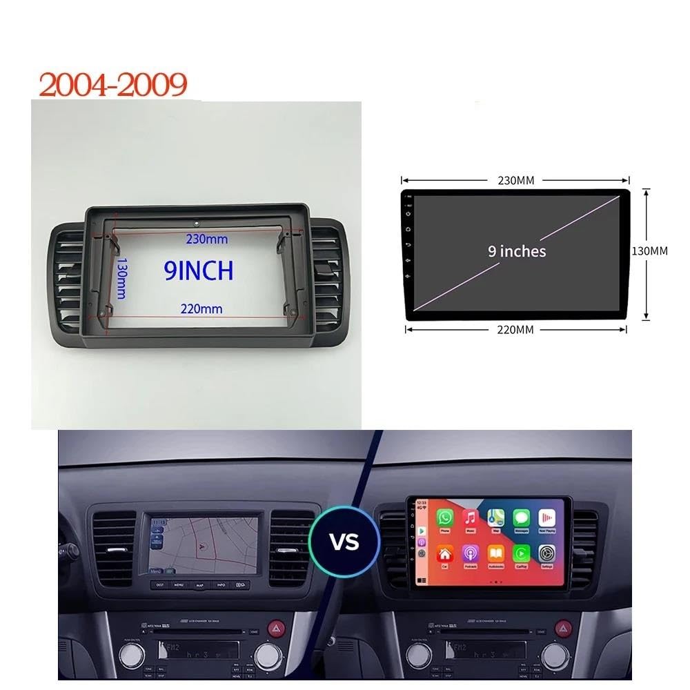 Générique Cadre de façade d'autoradio Cadre D'autoradio pour Subaru pour Legacy pour Outback 04–09 Panneau Fascia (7/9 Pouces) Garniture Plaque Lunette Android Panneau D’autoradio | 9 Frame-cord-A