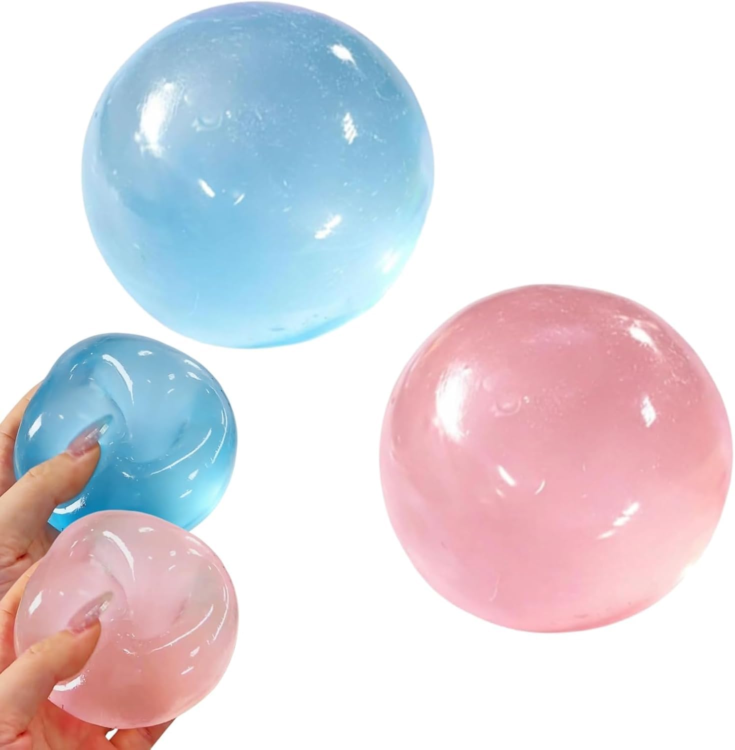 Photo 1 of 2 Pack Coconut Oil Squishy - Coconut Oil Stress Ball, Handmade Malleable Clear Jelly Bubblegum Texture Coconut Oil Squish