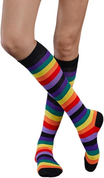 Womens Striped Knee Socks Athletic Socks Striped Knee High Tube Soccer Socks Party Cosplay Stockings Red Black Stripe