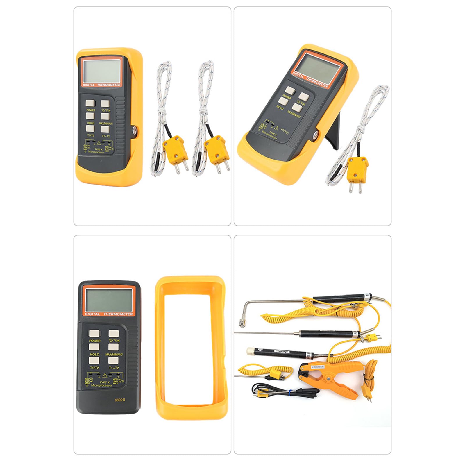 Thermomètres portables de type K avec mode Kelvin Celsius Fahrenheits et fonction d'auto-étalonnage Compteur de température industrielle