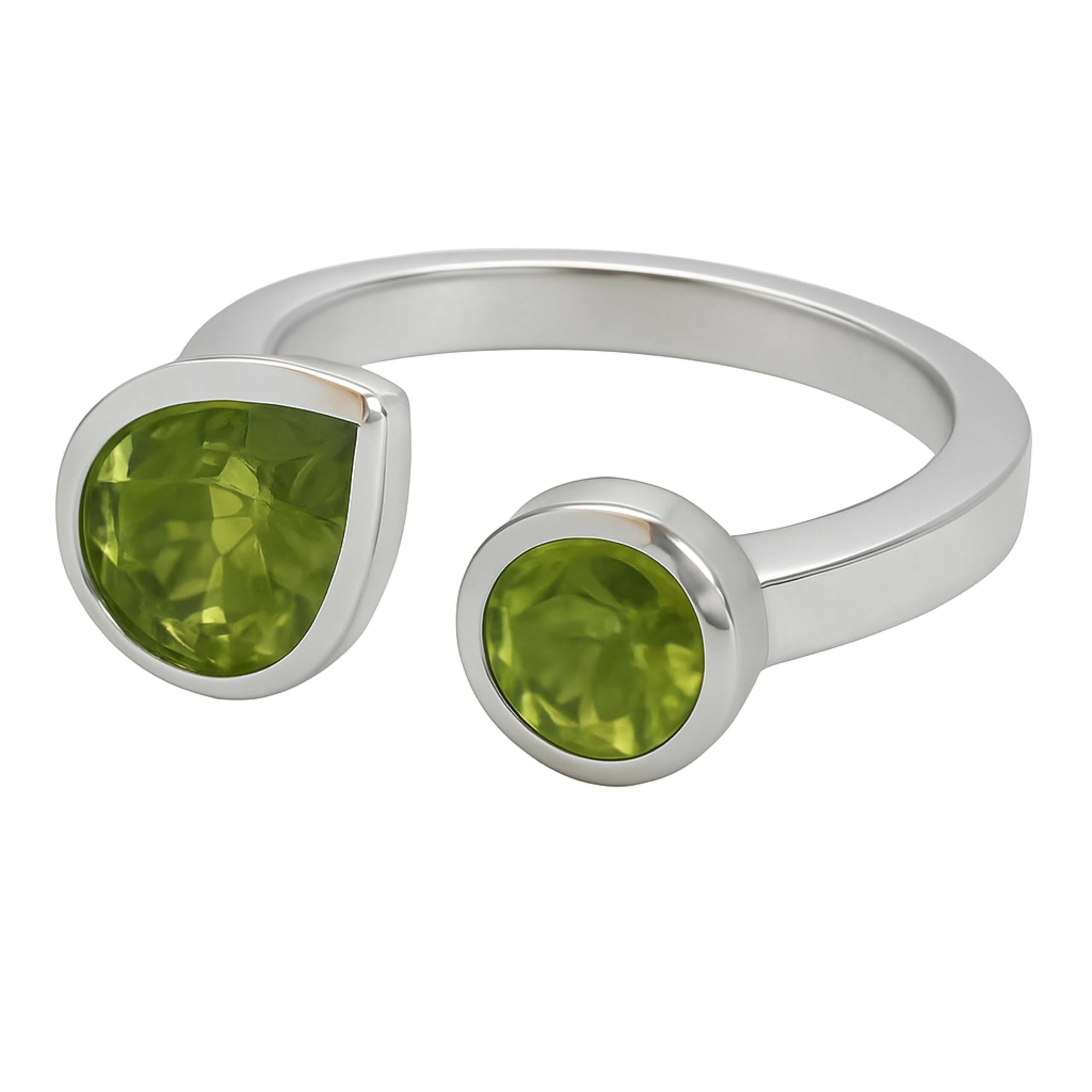 Anillo de plata de ley con peridoto, tamaño 12