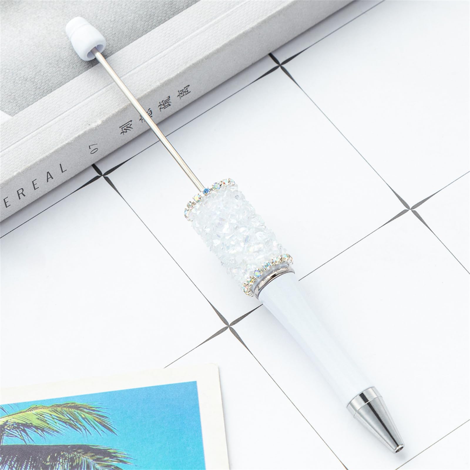 Beadable Ballpoint Pen Retractable Ballpoint Pen Rhinestones Beadable Pen for Student Boy Girl Reward Birthday — view 3