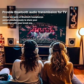 Bluetooth 5.3 Transmitter Receiver, Dual Link 3.5mm Aux Audio Adapter | for up to 2 Headphones, 2-in-1 Wireless Bluetooth Transceiver Audio Adapter for In-Flight TV, Airplanes, Gym, Car, PC