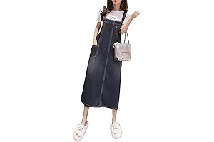 Women's Casual Solid Color Overall Jean Dress