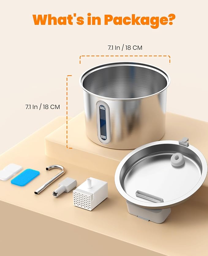 Fuente de Agua para Gatos Acero Inoxidable 2L oneisall con Filtros miniatura 8
