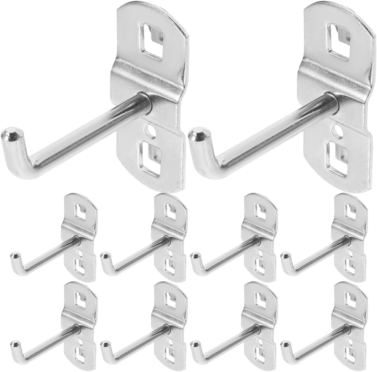 UKCOCO 12 Pcs Tool Hook Wrench Hooks Square Hole Hooks Flat Bottom Wok Display Pegboard Hook Shelf for Cabinet Peg Board Hooks for Hanging Wall Grid Accessories Storage Hook Shelves Iron