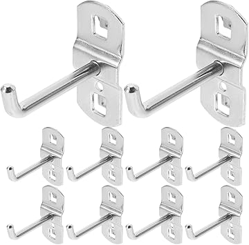 UKCOCO 12 Pcs Tool Hook Wrench Hooks Square Hole Hooks Flat Bottom Wok Display Pegboard Hook Shelf for Cabinet Peg Board Hooks for Hanging Wall Grid Accessories Storage Hook Shelves Iron