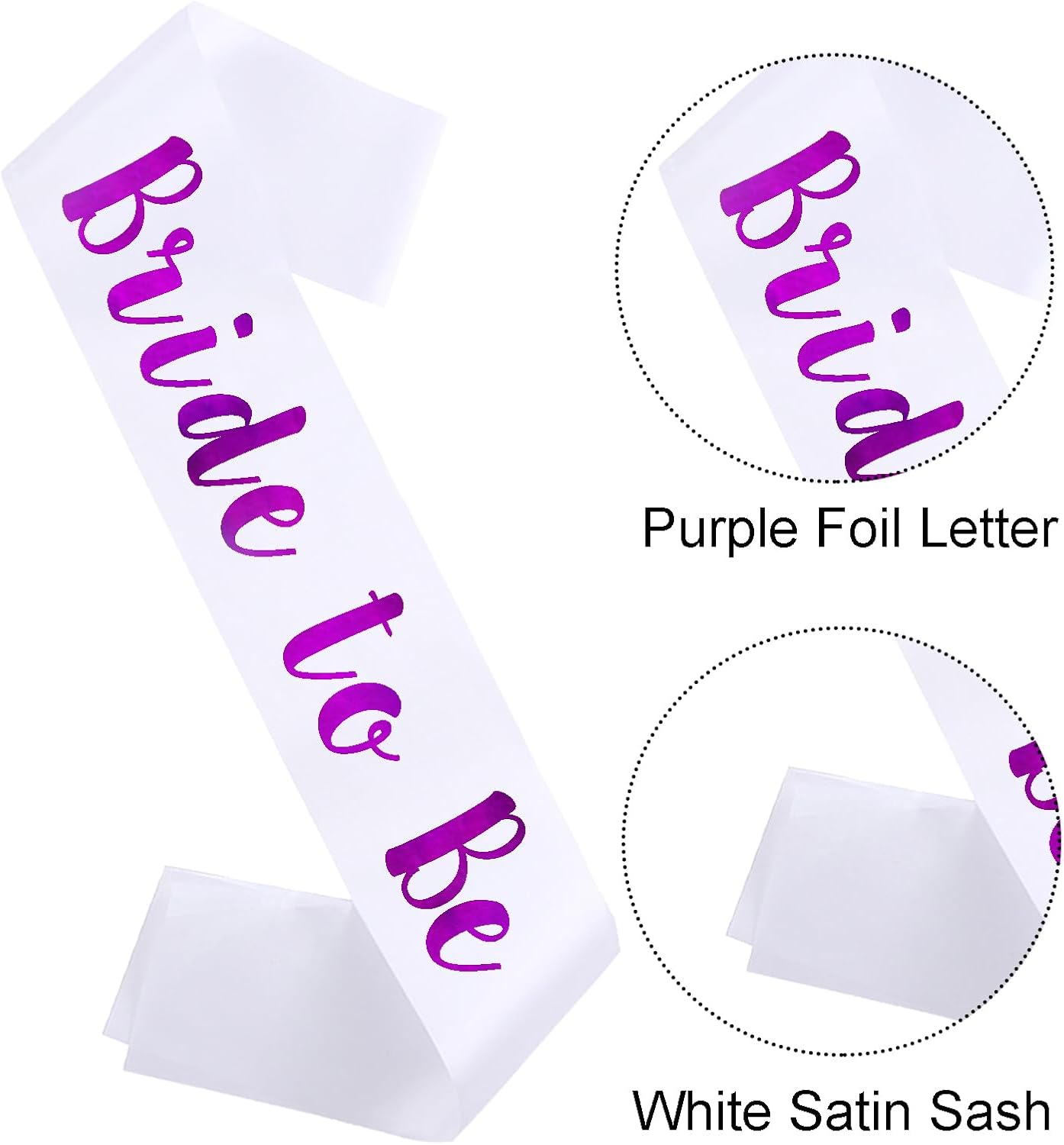 6 PACK Bachelorette Sashes for Bride and Bridesmaid, Purple Maid of Honor Team Bride Sashes for Bridal Shower or Bachelor Party Decorations, Silver Letter image 5
