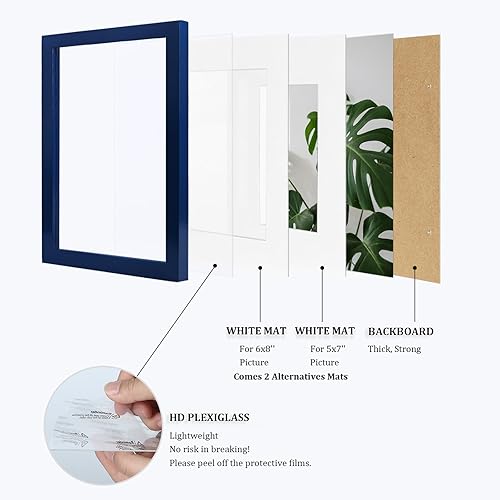 Vista 789 de Egofine Portarretratos de 9 x 12 pulgadas hecho de madera maciza con plexiglás, fotos de 5 x 7/6 x 8 con paspartú o de 9 x 12 pulgadas sin paspartú