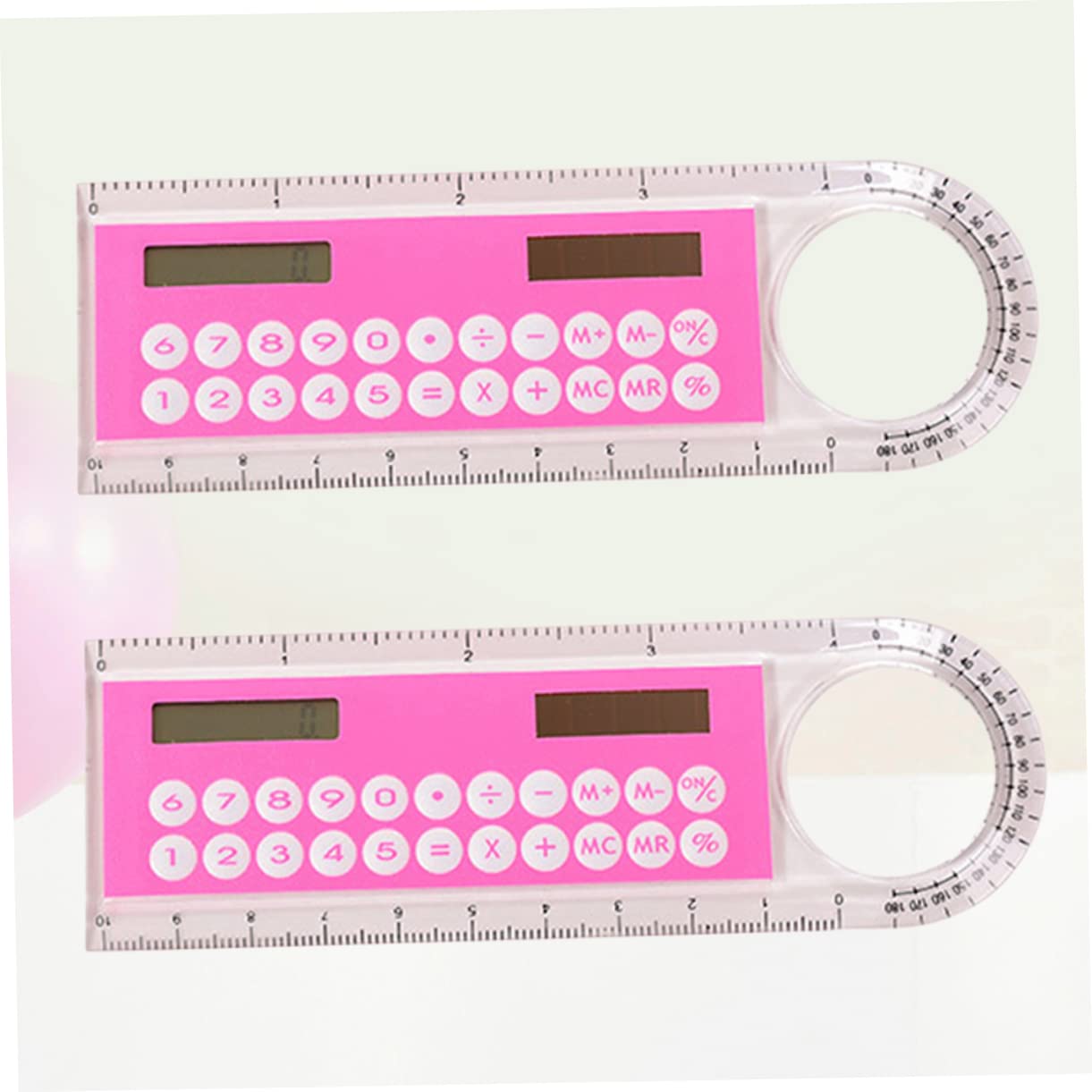 Parliky 2pcs 10cm Ruler Calculator Kids School Office Stationery Cute Mini Digital Calculator Kawaii Appearance Random Color