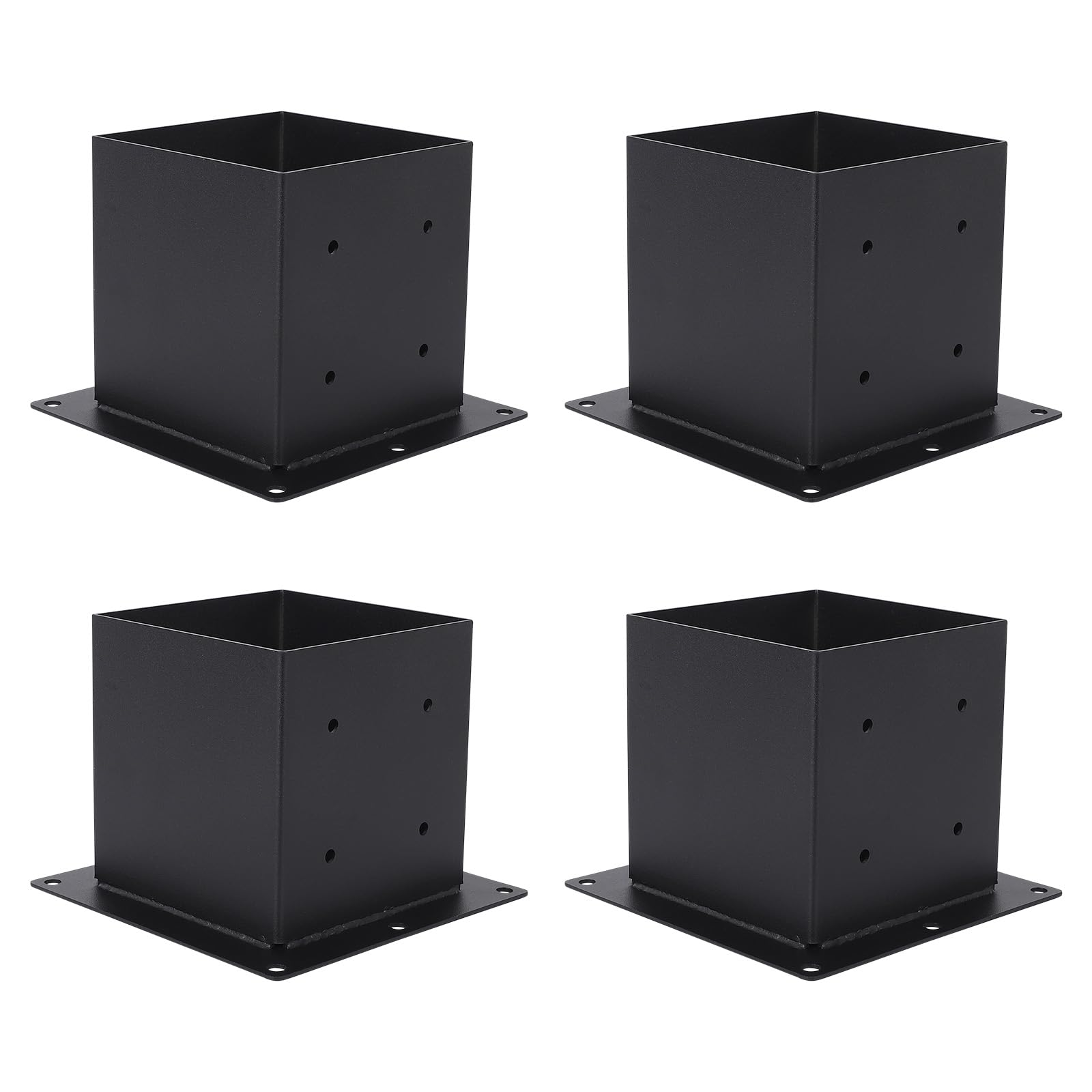 GarveeLife Heavy Duty Bolt Down Post Support Shoes (4 Pcs), 6x6 / 152x152mm Timber Post Base with Fixings, Powder Coated Steel Anchors for Pergola & Decking