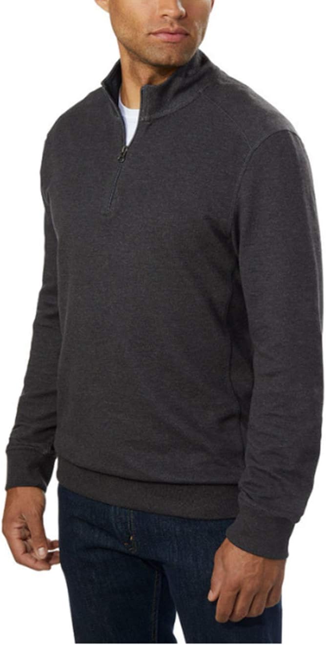 English Laundry Men's Long Sleeve Zip Up Sweater (M, Charcoal)