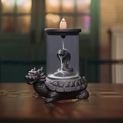 Miniatura 6 de Inense Burner - Cascada para incienso, soporte de incienso con luz LED y cubierta acrílica resistente al viento, con 20 conos de incienso de