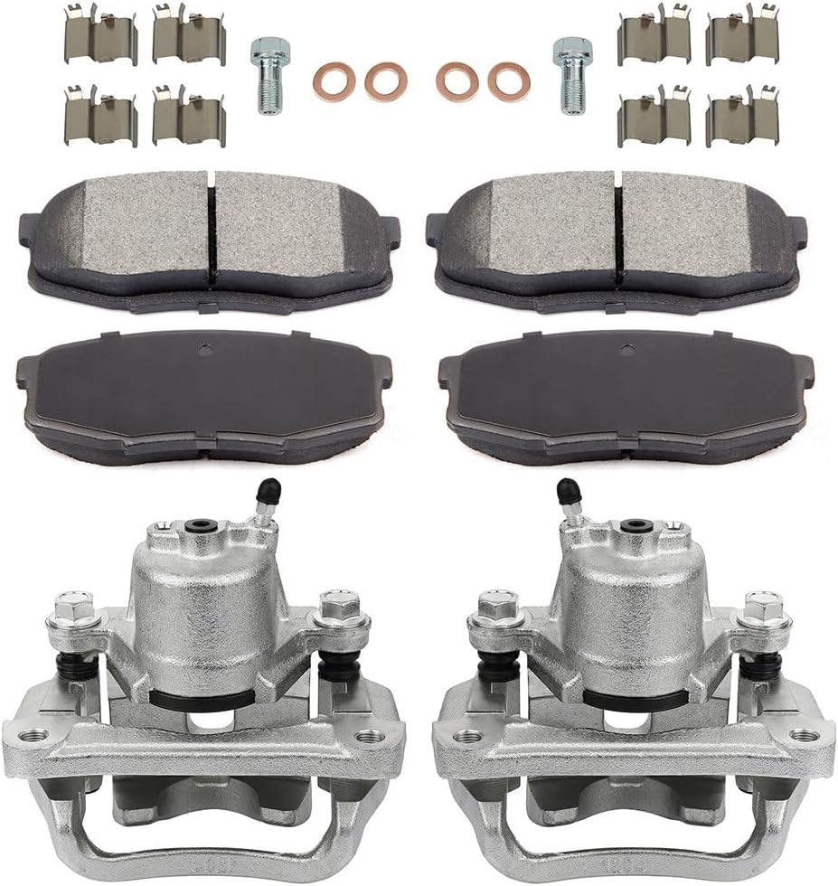 INEEDUP Rear Left & Right Disc Brake Calipers Assembly with Bracket and Semi-Metallic Pads D1304 19B3277 19B3276 For Toyota For Sequoia 2008-2017 For Toyota For Tundra 2007-2017 (6PCS)