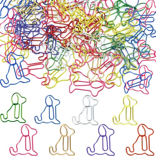 luckaide Büroklammern Hund, 50 Stück Büroklammern Motiv Groß Bunt, Büroklammer Welpenform Metall, Paper Clips Papierklammern für Büro, Klassenzimmer, Aktenklammer, Lesezeichen