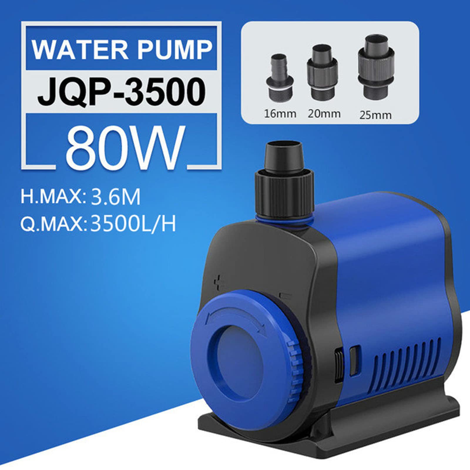 5/14/20/35/45/80W Pompe à Eau D'aquarium Submersible Ultra Silencieuse pour Réservoir de Poissons Fontaine Jardin Étang Rocaille Pompe de Filtre à Eau Réglable 220-240V