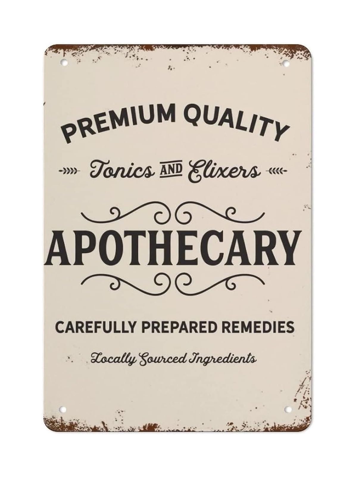 EKFBQBGW Vintage Pharmacy Sign Apothecary Metal Tin Sign Retro Wall Decor Rustic Tin Art for Pub Man Cave Cafe 8 X 12 inch