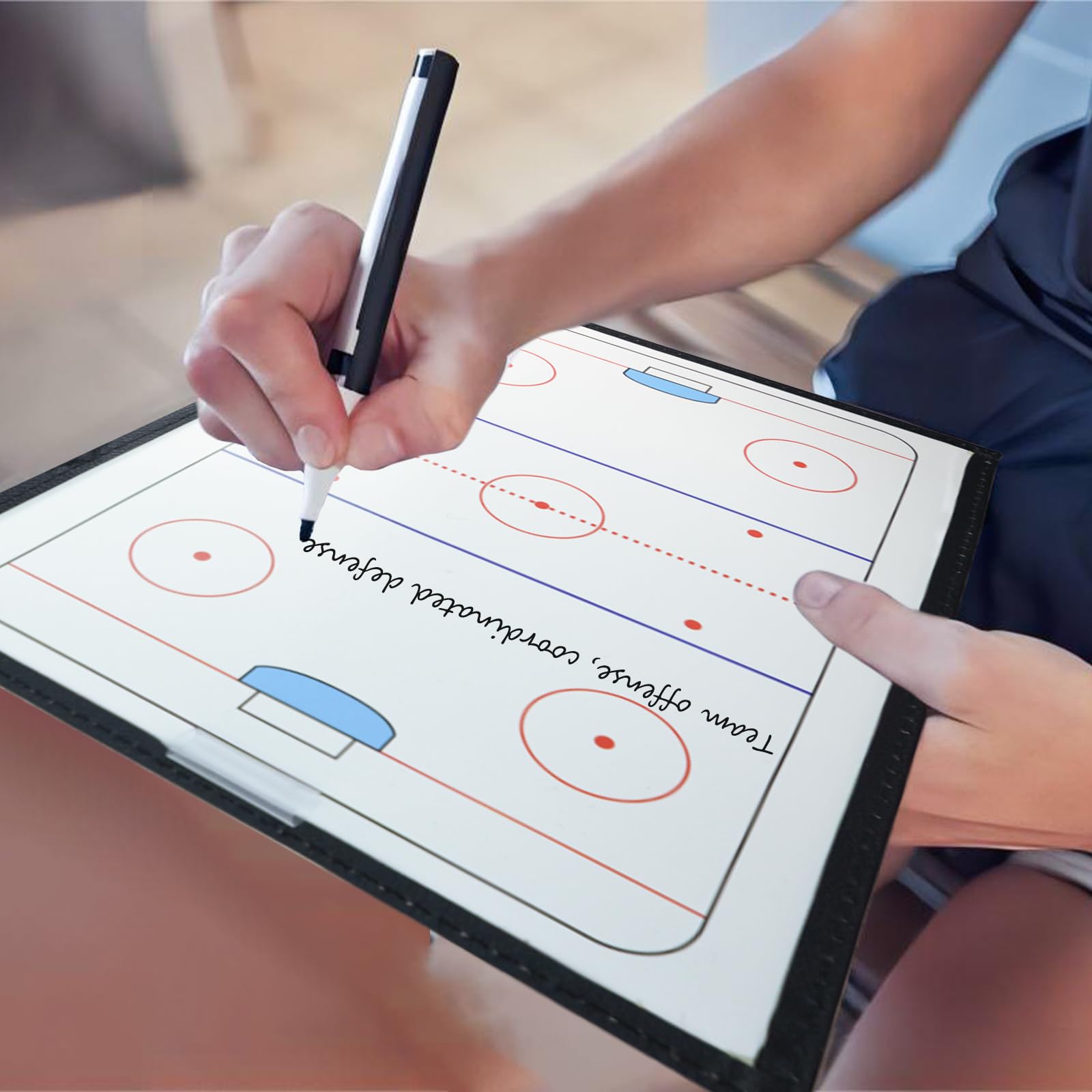 Joyeee Tabla táctica hockey hielo pizarra blanca marcador borrado en seco pista completa