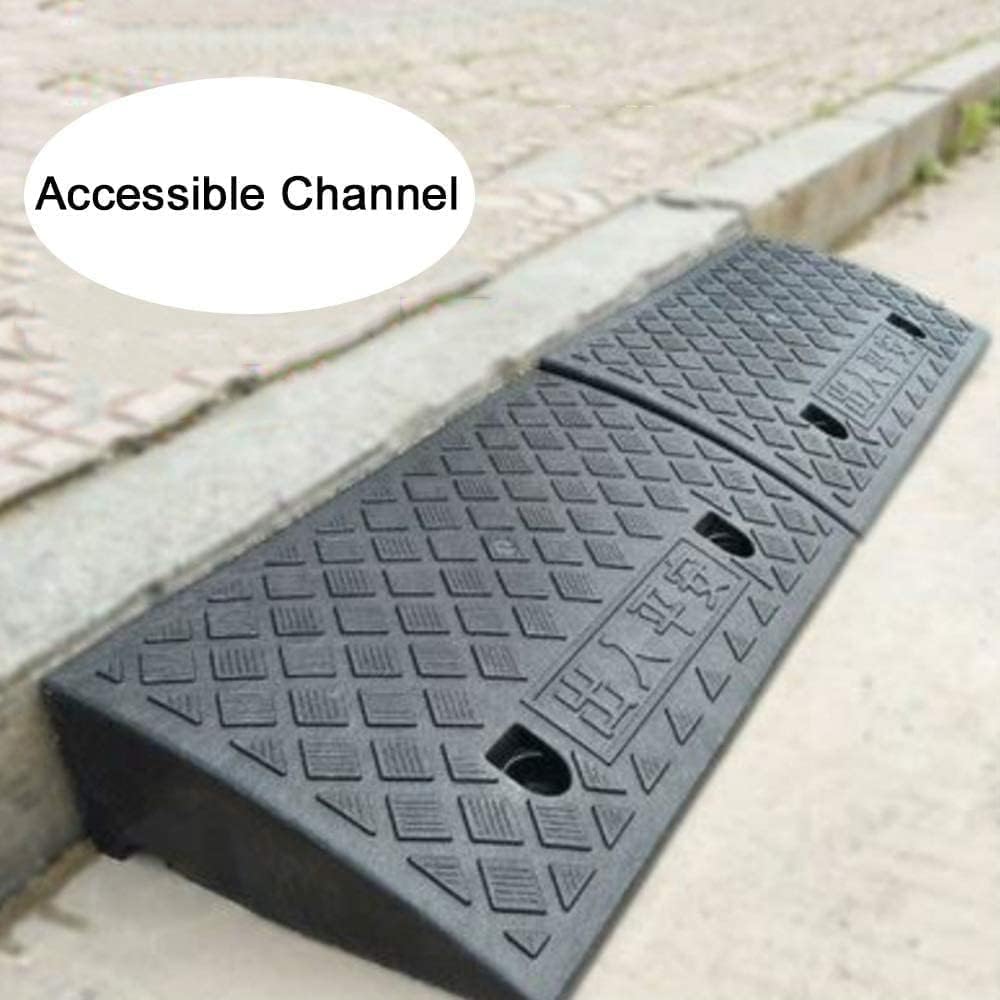 DDX46RDkI 滑り止め縁石スロープ 黒プラスチック縁石ランプ、滑り止め車道ランプ、ステップマット、上り坂補助ボード(50x27
