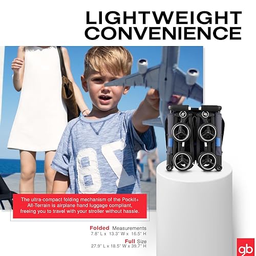 Miniatura 20 de gb Pockit Air All Terrain - Carriola de viaje ultracompacta y ligera con tela transpirable, 28 x 17.5 x 39.8 pulgadas, color night blue