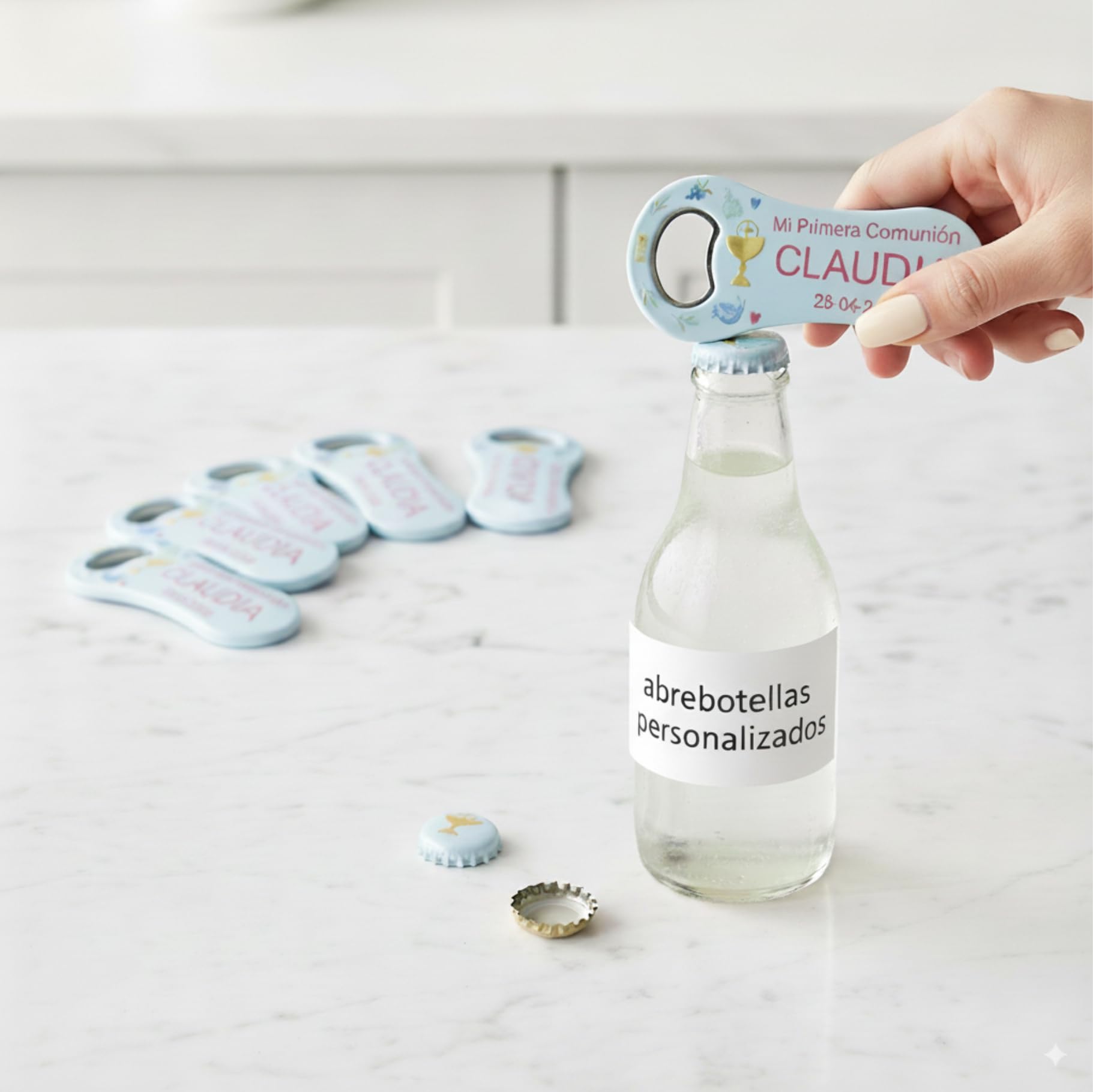 Abrebotellas personalizado imán nevera 10 50 100 unidades para eventos bares regalos comunión