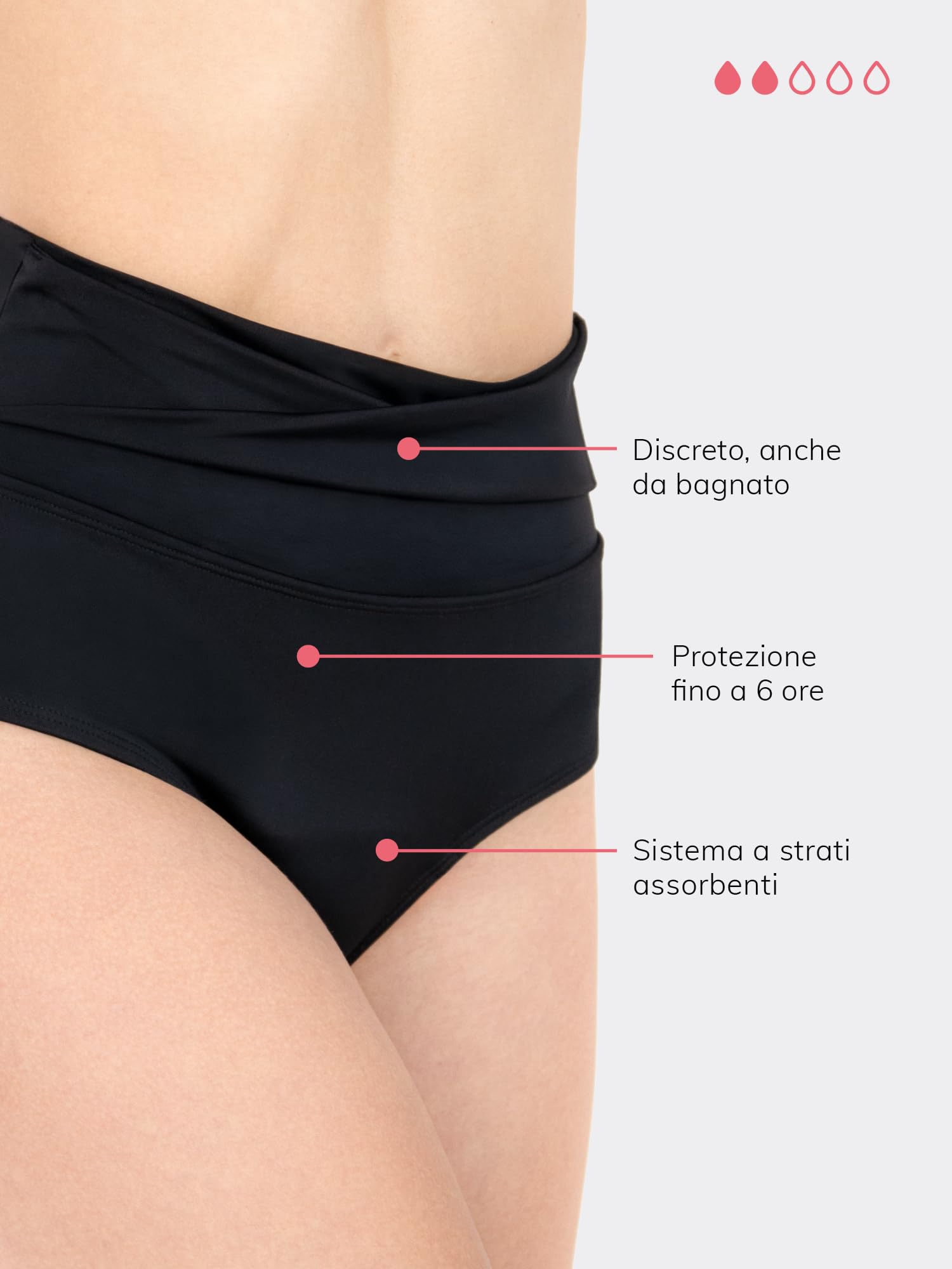 MYLILY Bikini in PU a vita alta, colore nero
