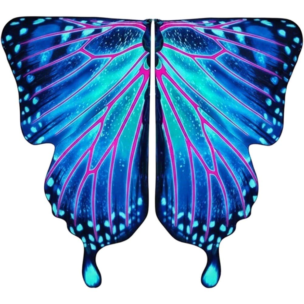 Abbdbd Butterfly Wings Shawl Colorful Butterfly Wings Cape Double Sided Printed Butterfly Wings Costume for Women