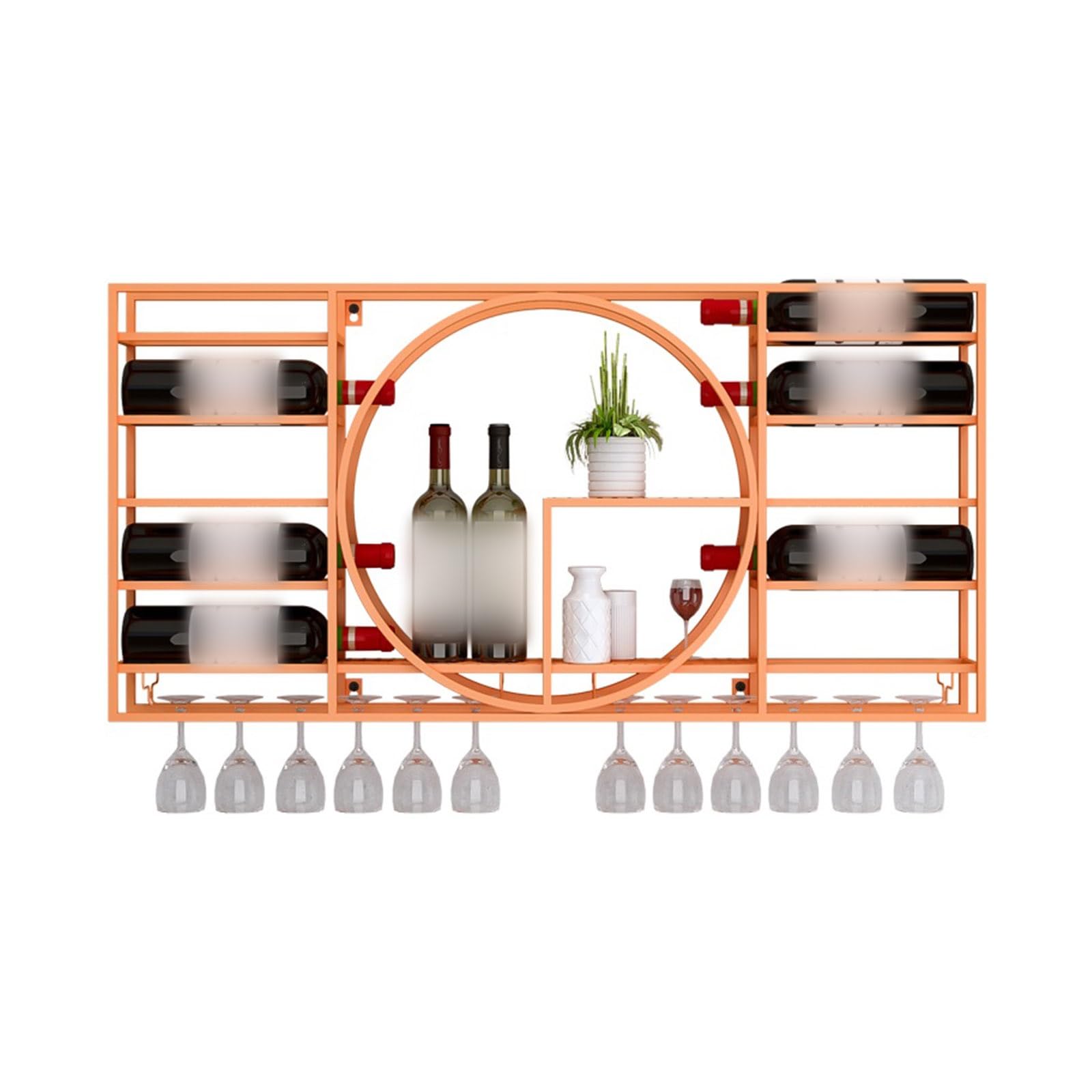 Étagère murale à vin meuble rangement bar cuisine avec LED orange