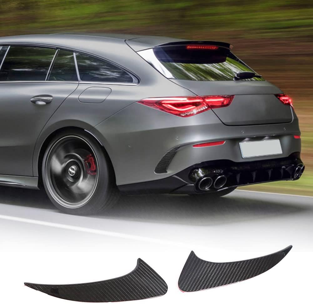 Dry Carbon Fiber C118 Rear Bumper Canards Fit for Mercedes Benz CLA Class CLA250 CLA35 AMG Sedan 4-Door 2020-2021 Rear Bumper Lip Splitter Fins Carbon Fiber Rear Bumper Canards
