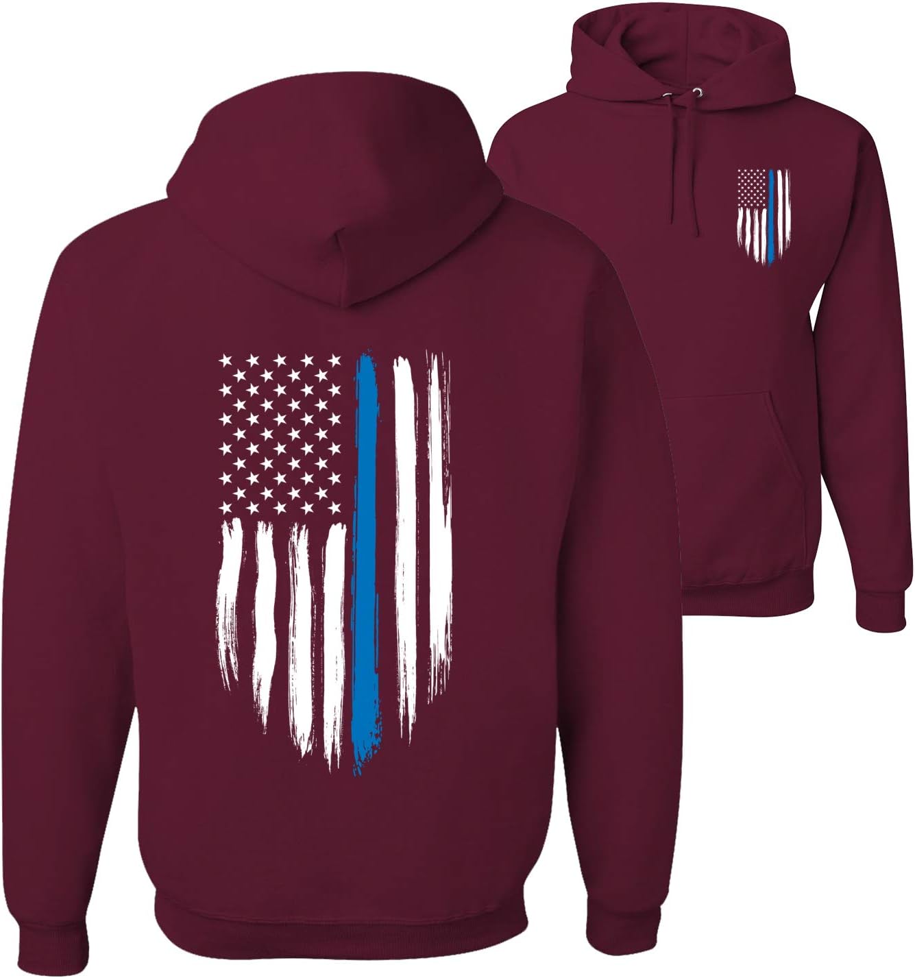 Wild Bobby Blue Lives Matter Support Police Pride USA Flag American Pride Front and Back Unisex Hoodie Sweatshirt