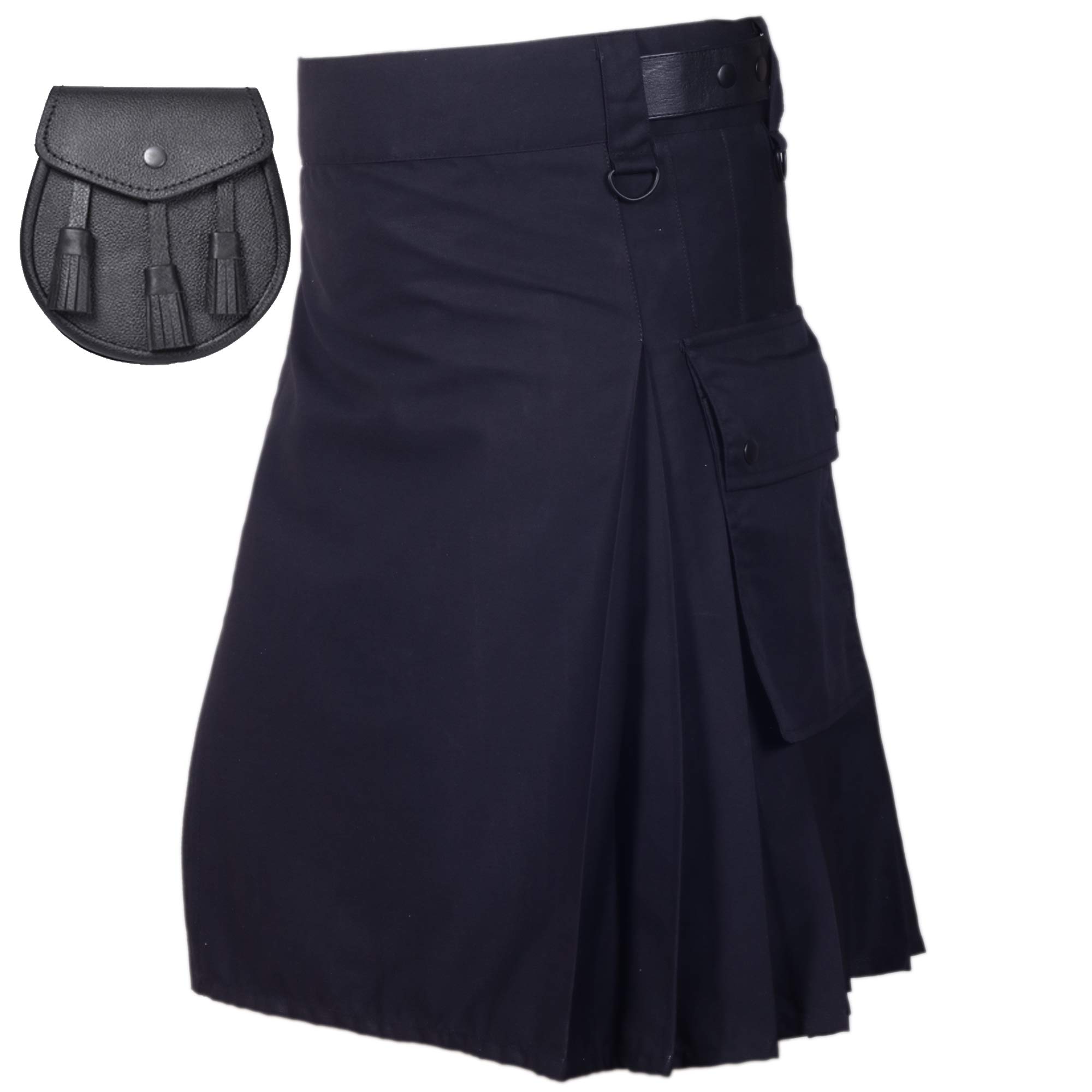 All Kilts SportsMen's Utility Leather Straps Kilt for Sale with Free Leather Sporran