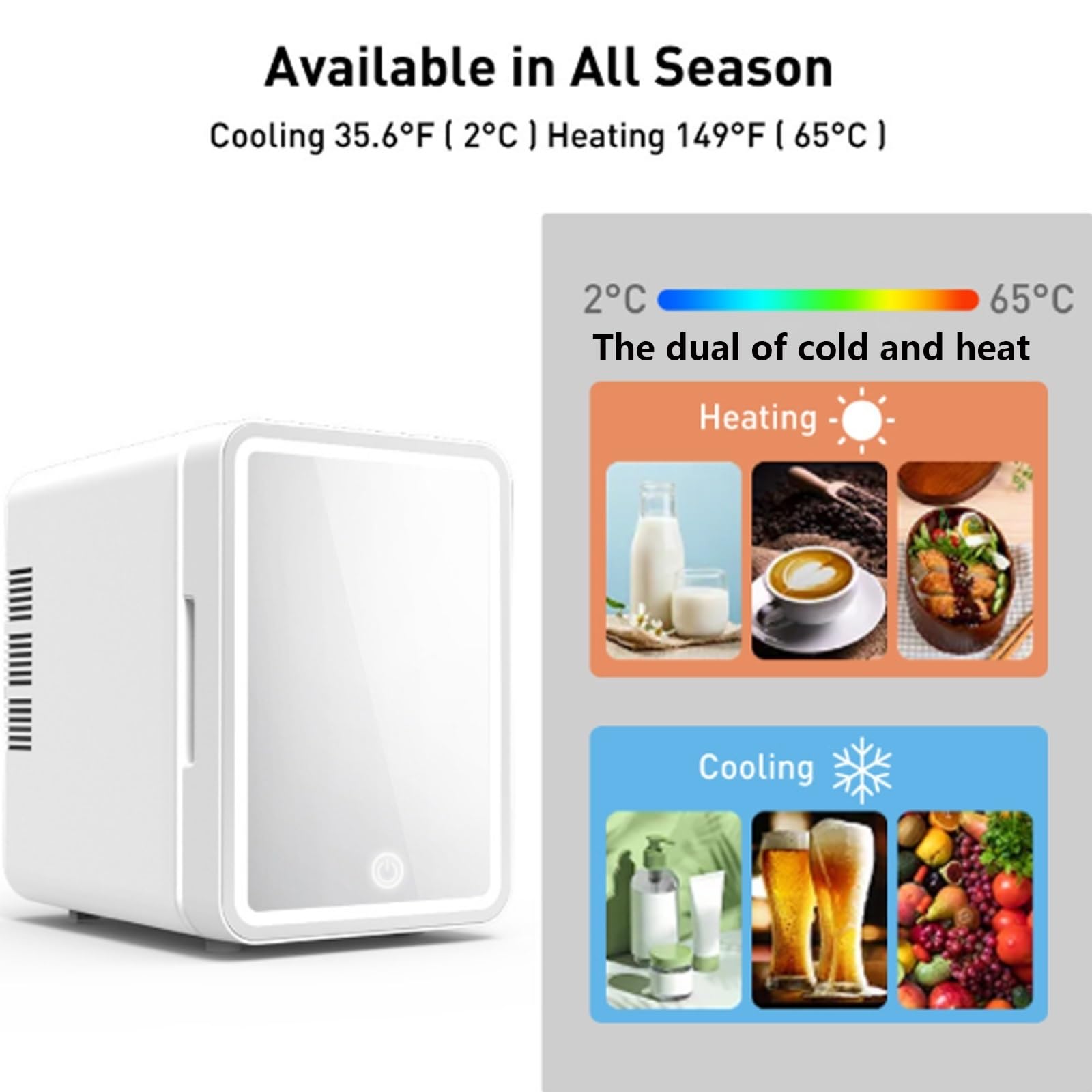 Frigo Maquillage Mini 4L Réfrigérateur Cosmétique avec LED Miroir