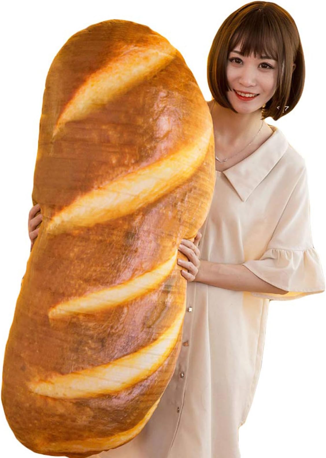 3D Simulation Bread Shape Pillow,Soft Butter Bread Food Plush Cushion Stuffed Toy for Home Decor 31.5"