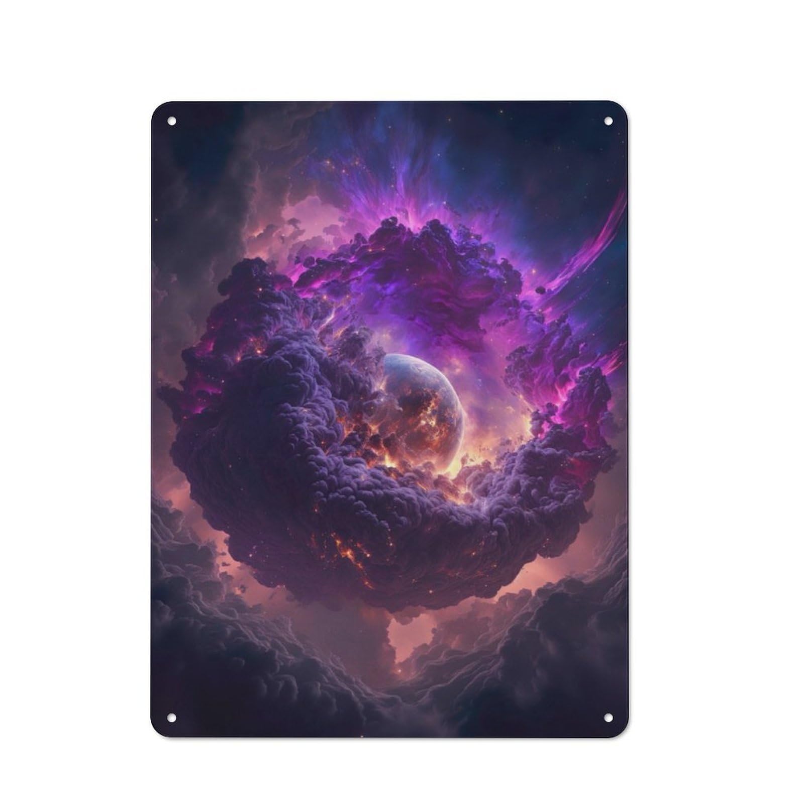 Junmoney Purple Nebula Retro Metal Plaque 40X30cm For Garage Or Workshop, Housewarming Wall Decor For People Furnishing Garage And Workshop