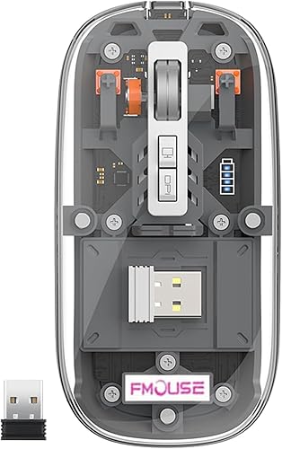 Miniatura 8 de SVJEFY Ratón inalámbrico Bluetooth de 3 modos, mouse magnético ultrafino recargable, pantalla de alimentación transparente de 2400 DPI, mouse