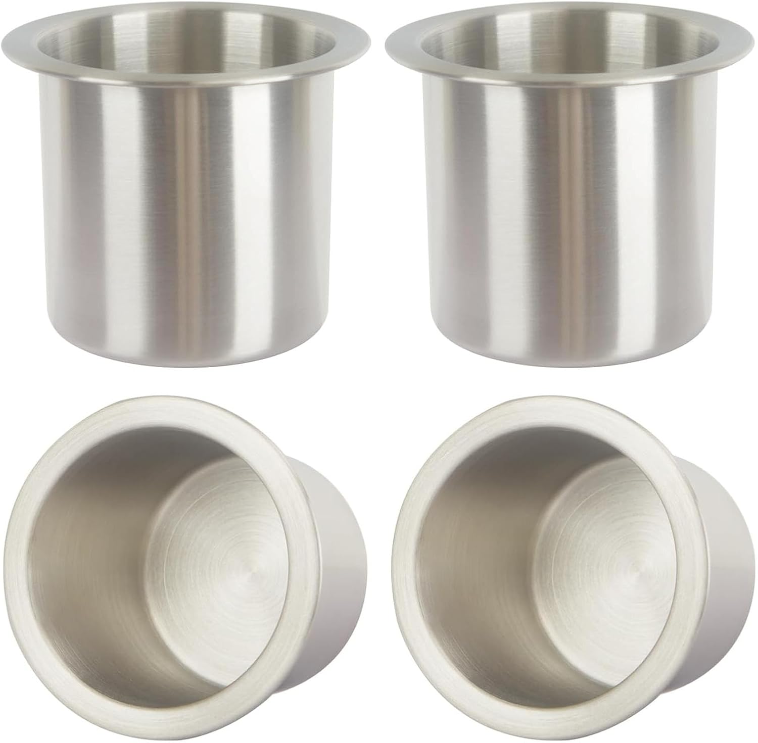 4Pcs Drop-in Cup Holder,304 Stainless Steel Automotive Cup Holders,Silver Poker Table Drink Holder Dining Table Cinema Sofa Yacht Boats Cars Touring RV Car Drop-in Drink Cup Holder