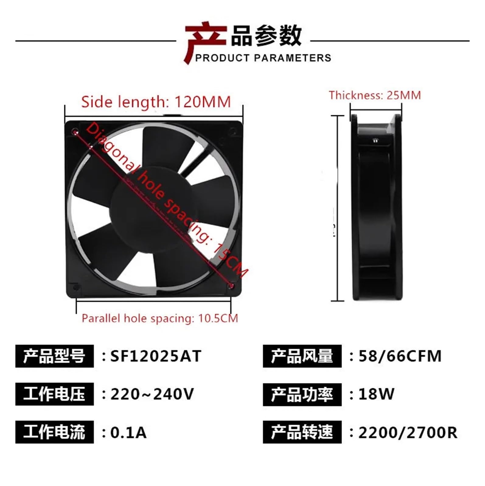 8 9 12 cm Ventilador de refrigeración CA 110 V 220 V 380 V SF8025AT(8CM 220-240V)