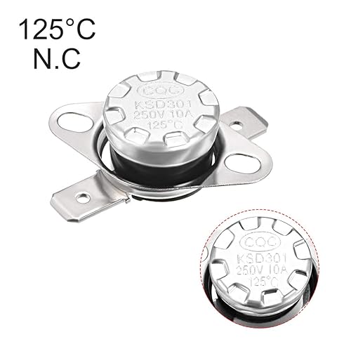 Miniatura 33 de uxcell KSD301 Termostato 221.0 °F/221 ° F 10 A Normalmente Cerrado N.C Ajuste Snap Disc Interruptor de temperatura para microondas, horno, cafeteras