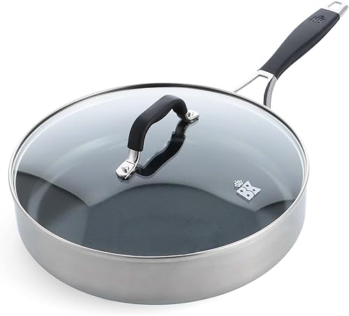 Vista 8 de BK Intelligence - Sartén antiadherente de acero inoxidable de inducción de 9.5 pulgadas, sin PFAS, apta para lavavajillas, color negro