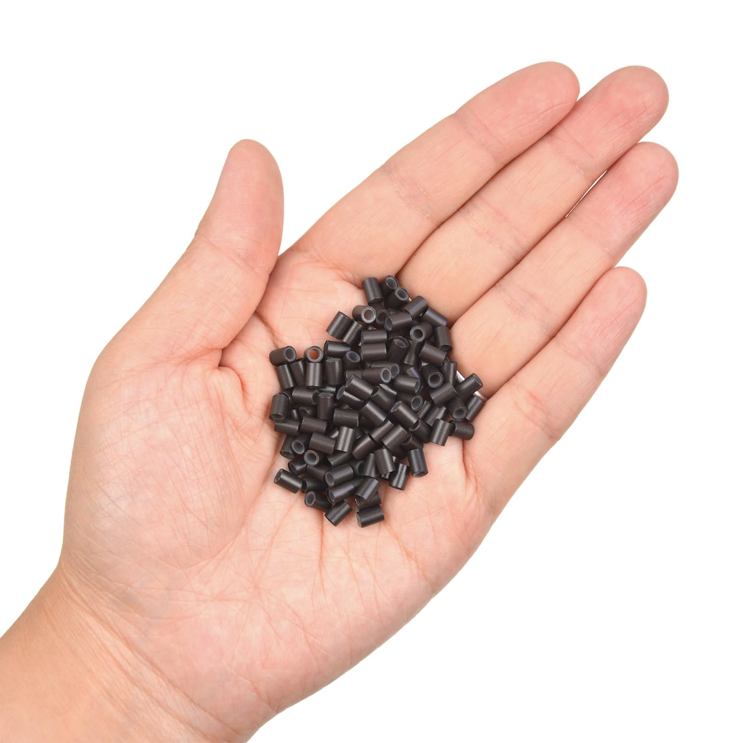 3.5 mm Copper Tube Micro Link Beads with Silicone Lined Micro Ring Hair Beads for I-Tip Hair Extensions (500 Pcs Dark Brown) - Image 4