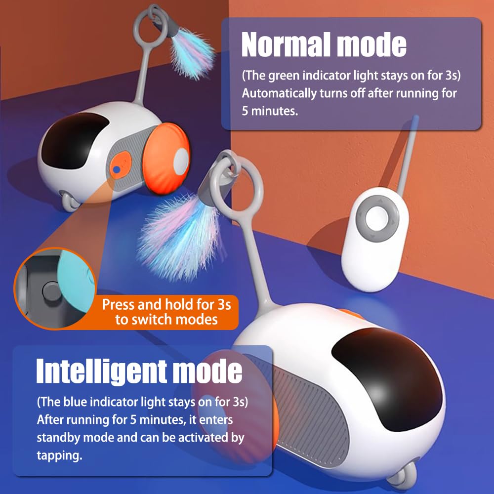 Giocattolo Automatico Per Gatti Con Telecomando - Auto Ricaricabile USB, Modalità Intelligente, Con Topo E Piume