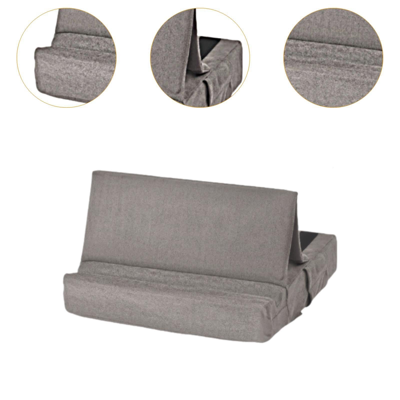 Supporto per Tablet Cuscino Stand Regolabile Supporto Portatile Cuscino Porta Tablet con Tasche Materiale Morbido Poliestere Adatto per S, Grigio