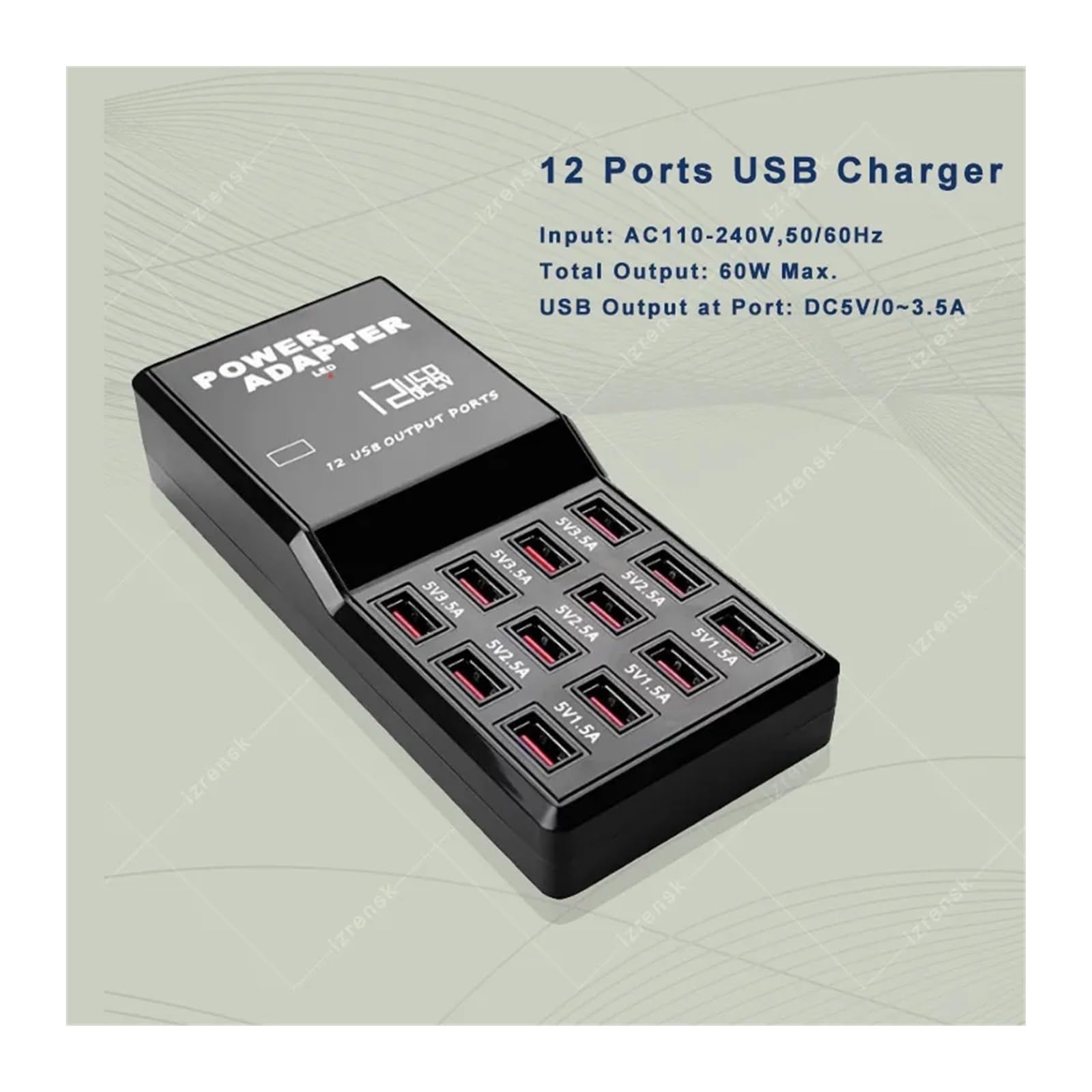 Chargeur USB 12 24 Multi Ports HUB 100W Station de Charge Dock Universel Adaptateur d'alimentation Mural de Bureau(24 Port USB)
