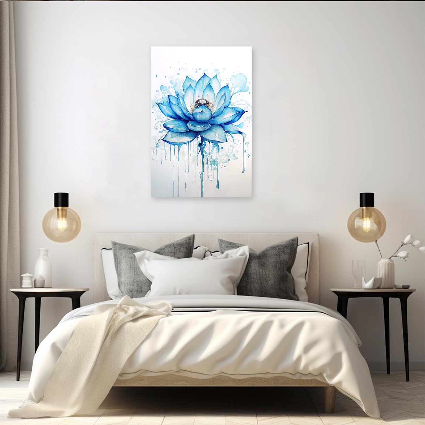 Stampa Su Tela Con Cornice 'Pietra Di Loto Blu' - Quadro Decorazione Parete Per Soggiorno, Camera, Yoga, Spa, 40x30 Cm