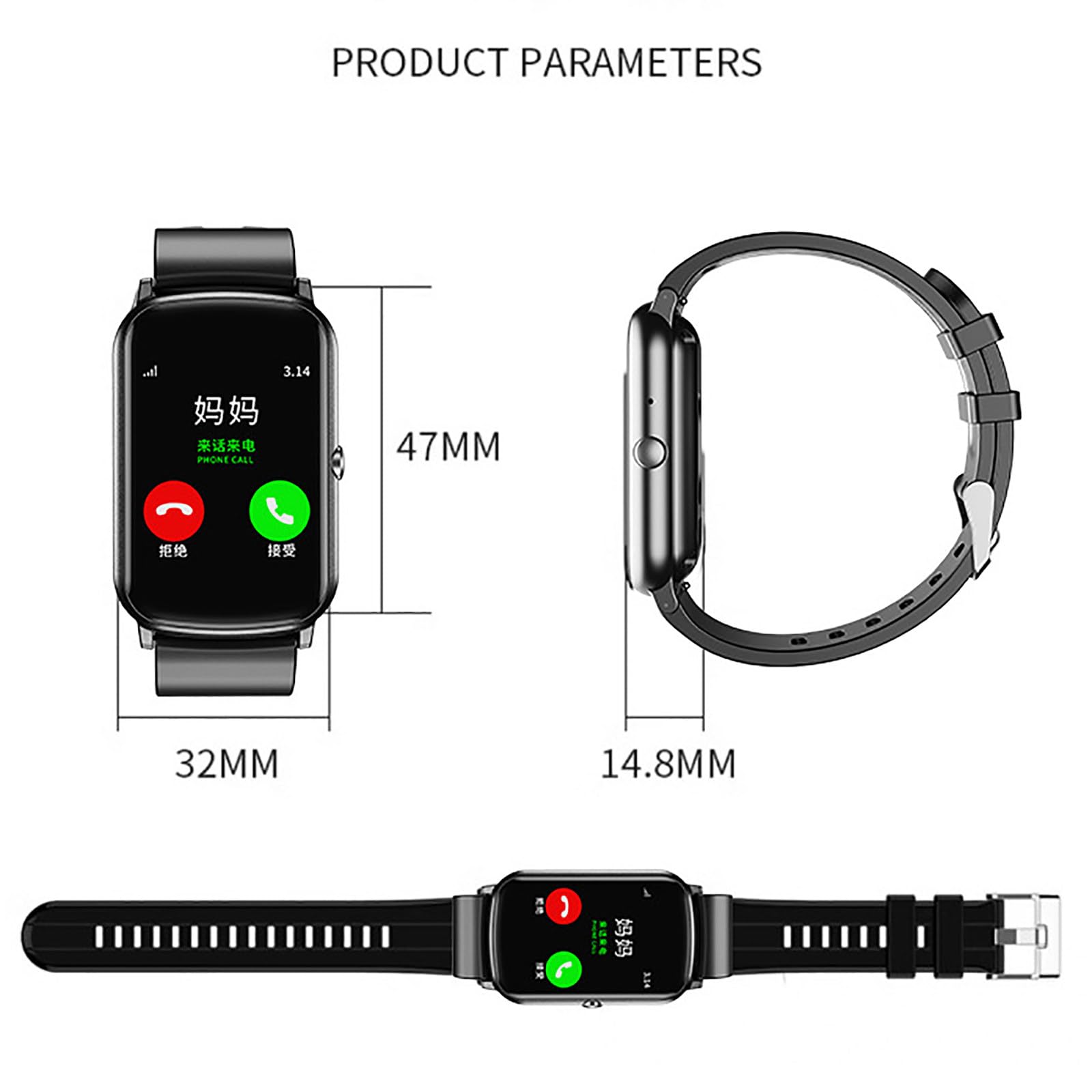 Montre connectée GPS pour personnes âgées, détection de chute, bouton SOS, appel vidéo HD, surveillance de la santé pour les personnes âgées et les patients atteints de démence