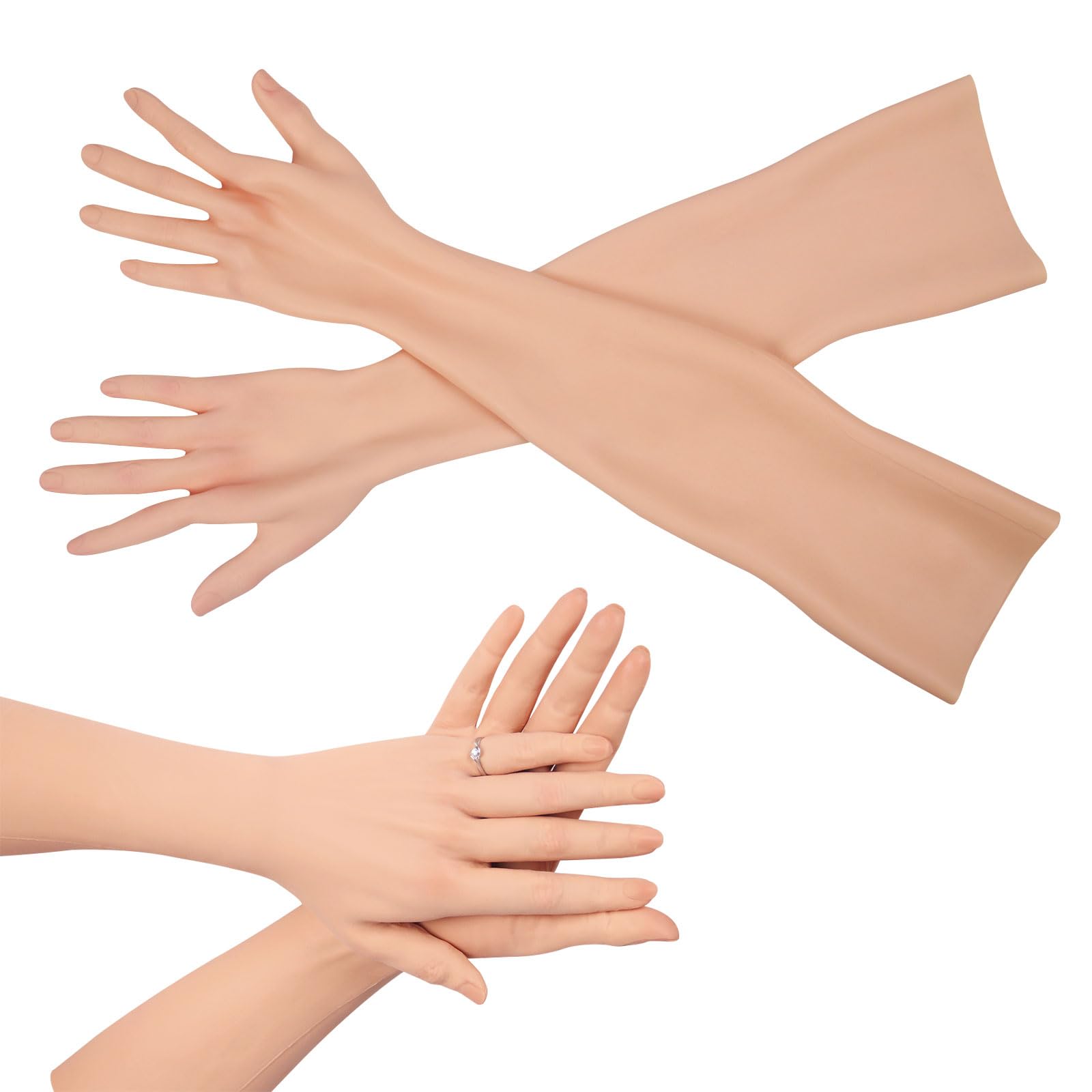 CRODRESCrossdressing Silicone Handmade Gloves Artificial Skin Arm Cover Burn Scars Fake Hands Realistic Women Prosthesis Gloves