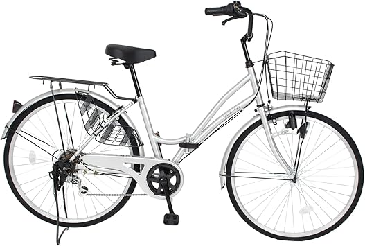 Amazon 21technology 折りたたみママチャリ 26インチ 自転車 シティサイクル ママチャリ 折畳 6段ギヤ付き 街乗り 通勤 通学 Mc266 ピュアシルバー 21technology シティー ファミリーサイクル