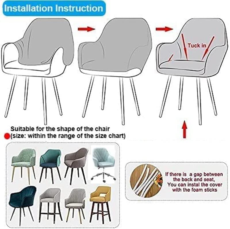 1/2/4/6 Pezzi Copripoltrona，Elasticizzato con Braccioli Coprisedie Elasticizzato Schienale Poltroncina Cucina Soggiorno Copertura Sedia da Scrivania Copri Sedie ,Bianca ( Color : #1 , Size : 6 pezzi )