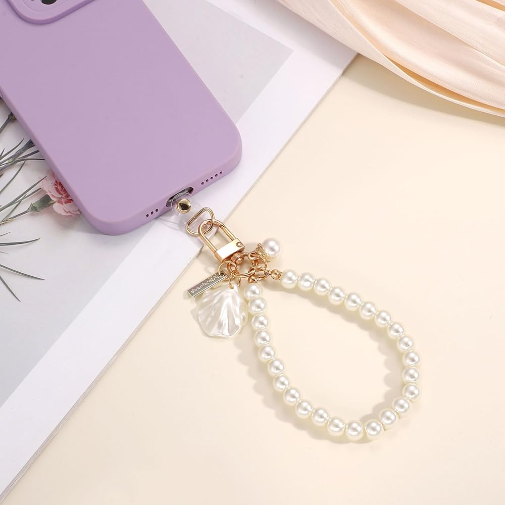 Amazon.com: PEUTIER Pearl Phone Charm, Beaded Phone Wrist Strap