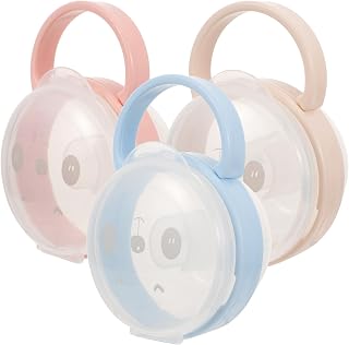 Milisten 3 piezas Caja Portachupetes Portátil para Niña Unidades Estuche Transparente Antipolvo con Asa Almacenamiento Seguro para Chupetes Recién Nacido Contenedor para Colores Rosa